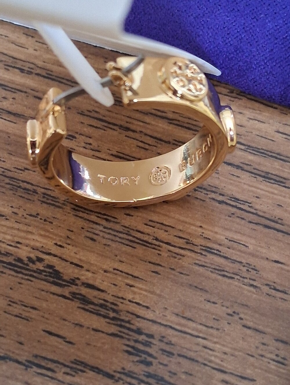 Tory Burch Miller Stud Hoops With Encircled Double T Logo NWOT - Picture 3 of 9